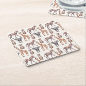 サファリのベビーアニマルパターン スクエアペーパーコースター (アングル)