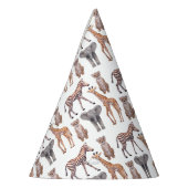 サファリのベビーアニマルパターン パーティーハット (左)