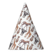 サファリのベビーアニマルパターン パーティーハット (右)