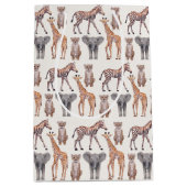 サファリのベビーアニマルパターン  ミディアムペーパーバッグ (正面)