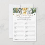 サファリのベビーアニマル推測ゲーム赤ちゃんシャワー 招待状 (正面)