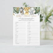 サファリのベビーアニマル推測ゲーム赤ちゃんシャワー 招待状 (スタンド正面)