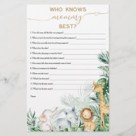 サファリのベビーアニマル緑のベビーシャワーゲーム