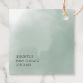 サファリのベビーアニマル緑のベビーシャワーポップ・アートのを浴びる フェイバータグ (裏面)