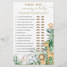 サファリのベビーアニマル緑のベビーシャワー推測ゲーム