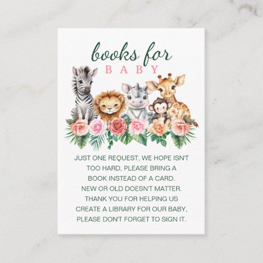 サファリのベビーガールブックスベビーカード | ジャングル エンクロージャーカード (正面)