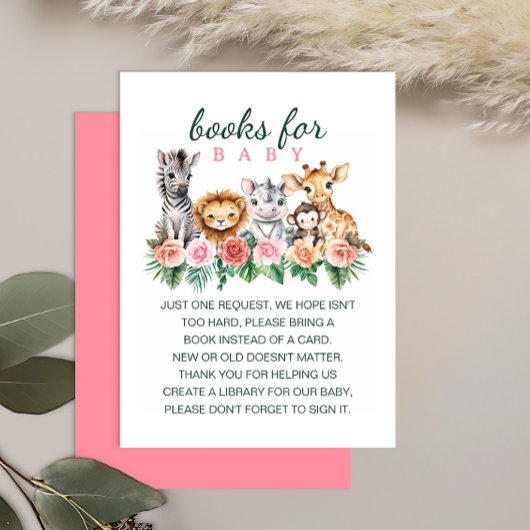 サファリのベビーガールブックスベビーカード | ジャングル エンクロージャーカード