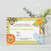 サファリのベビーシャワーかバースデーパーティ招待状 招待状 (スタンド正面)