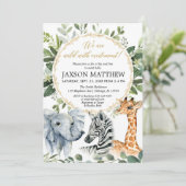 サファリのベビーシャワー、大会を挨拶しますベビーにすすり、見て下さい 招待状 (スタンド正面)