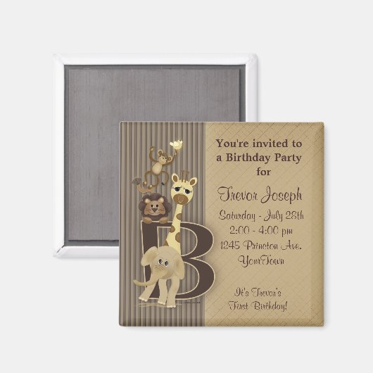 サファリのマグネット誕生日の好意 マグネット (正面/裏面)