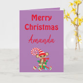 サファリのモンキークリスマスカード カード (黄色い花)