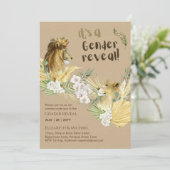 サファリのライオン　ジェンダー・リビール　ベイビーシャワーの招待状 招待状 (スタンド正面)