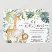 サファリのワイルドワン男女兼用ベビーシャワー 招待状 (正面/裏面)
