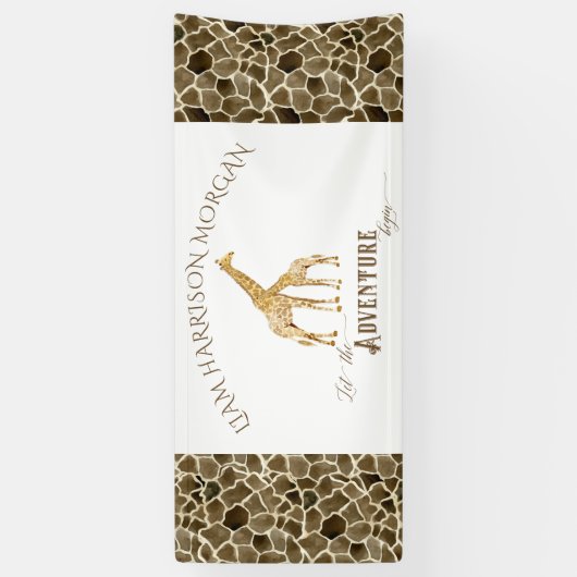 サファリの冒険の男の赤ちゃんのシャワー室の名前の旗 横断幕 (縦)