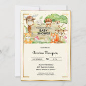 サファリの動物かわいい男女兼用赤ちゃんシャワー 招待状 (正面)