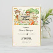 サファリの動物かわいい男女兼用赤ちゃんシャワー 招待状 (スタンド正面)