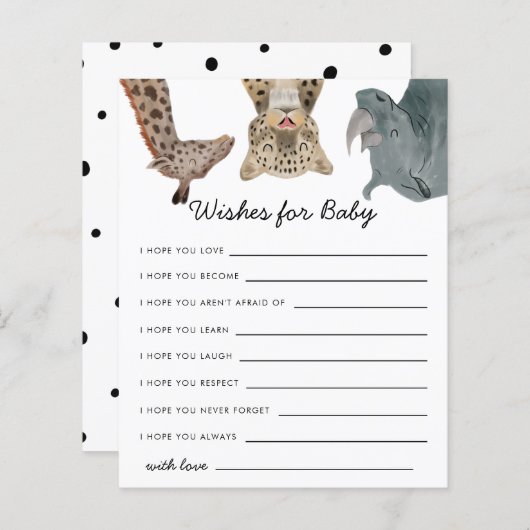 サファリの動物がベビーカードを希望 (正面/裏面)