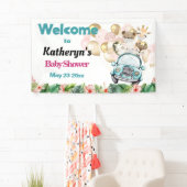 サファリの動物がベビーシャワーでドライブWELCOME Banne 横断幕 (インサイチュ)