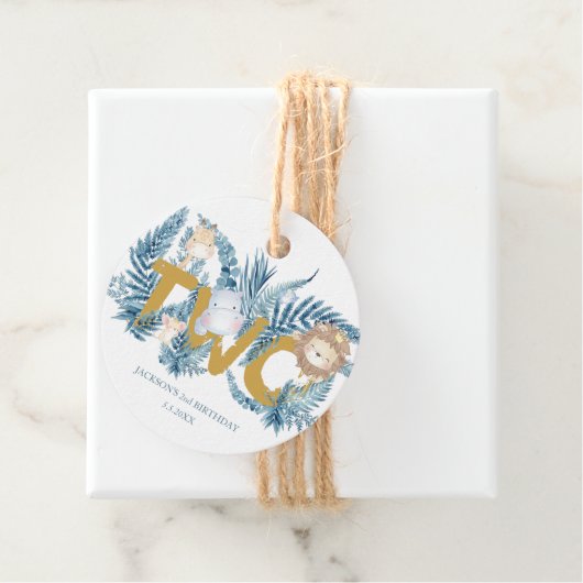 サファリの動物が可愛い愛嬌を振り返る誕生日 フェイバータグ (インサイチュ)