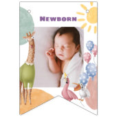 サファリの動物が毎月カスタマイズ可能な写真 バンティングフラッグ (第1の旗)