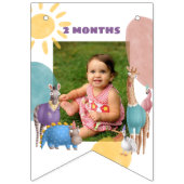 サファリの動物が毎月カスタマイズ可能な写真 バンティングフラッグ (第3の旗)