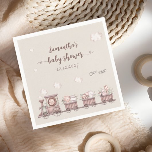 サファリの動物が赤ちゃんシャワーをトレーニング スタンダードカクテルナプキン