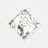 サファリの動物が赤ちゃんシャワー緑の金ゴールド スタンダードカクテルナプキン (角)