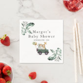 サファリの動物が赤ちゃんシャワー緑の金ゴールド スタンダードカクテルナプキン (インサイチュ)