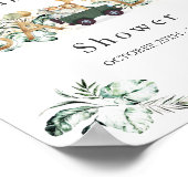 サファリの動物が赤ちゃんシャワー緑の金ゴールド ポスター (角)