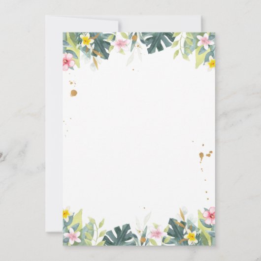 サファリの動物が赤ちゃんシャワー緑の金ゴールド 招待状 (裏面)