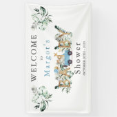 サファリの動物が赤ちゃんシャワー緑の金ゴールド 横断幕 (縦)