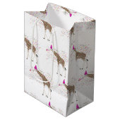 サファリの動物たちとパーティーするキリン ミディアムペーパーバッグ (正面アングル)