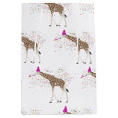 サファリの動物たちとパーティーするキリン ミディアムペーパーバッグ (正面)