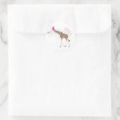 サファリの動物たちとパーティーするキリン ラウンドシール (バッグ)