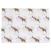 サファリの動物たちとパーティーするキリン ラージペーパーバッグ (裏面)