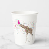 サファリの動物たちとパーティーするキリン 紙コップ (裏面)