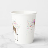 サファリの動物たちとパーティーするキリン 紙コップ (左)