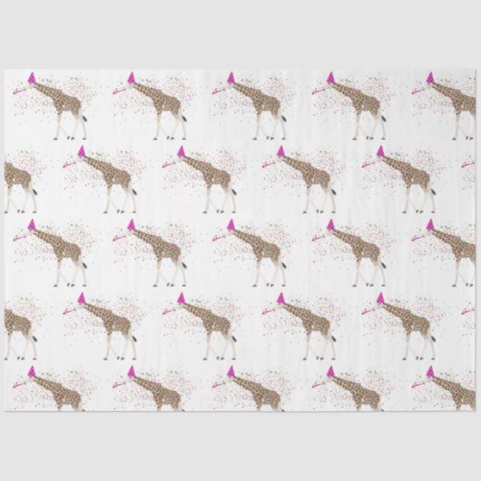 サファリの動物たちとパーティーするキリン 薄葉紙 (正面)