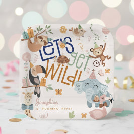 サファリの動物たちとワイルドな子供の誕生日パーティー ペーパープレート