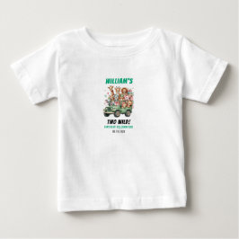 サファリの動物たちと2歳の誕生日パーティー ベビーTシャツ
