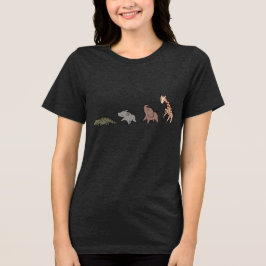 サファリの動物たち (ゾウ、キリン、ワニ & サイ) トライブレンドTシャツ