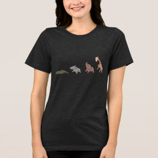 サファリの動物たち (ゾウ、キリン、ワニ & サイ) トライブレンドTシャツ