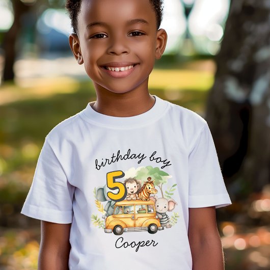 サファリの動物たち 男の子 誕生日 Tシャツ