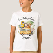 サファリの動物たち 男の子 誕生日 Tシャツ (正面)
