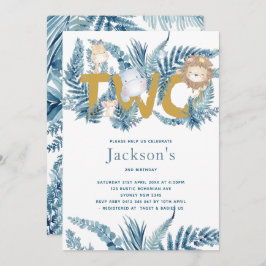 サファリの動物たち 誕生日おめでとう（2歳） 招待状