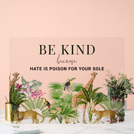 サファリの動物と感動的引用文 アクリルサイン (ウェディング)