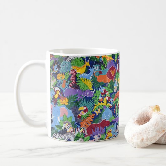 サファリの動物のアニメーション コーヒーマグカップ (ドーナツ)