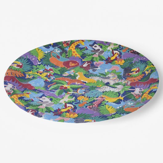 サファリの動物のアニメーション ペーパープレート (アングル)