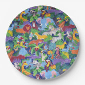 サファリの動物のアニメーション ペーパープレート (正面)