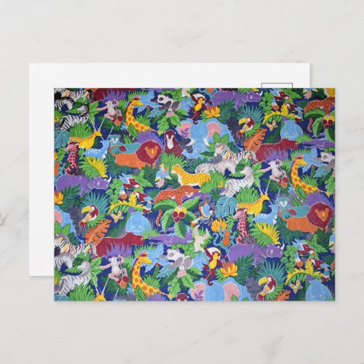 サファリの動物のアニメーション ポストカード (正面/裏面)